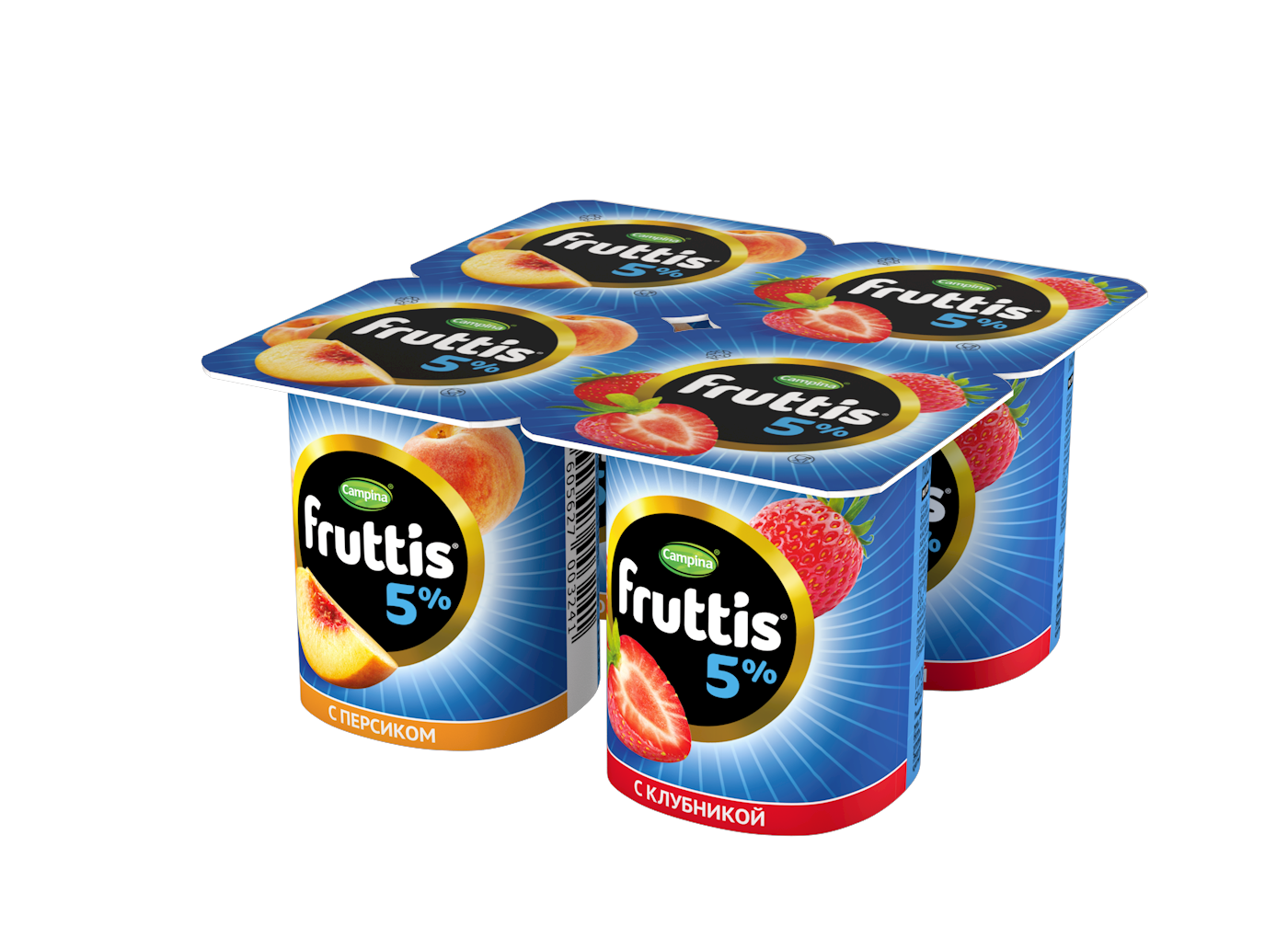 Йогурт Фруттис слив.лаком со вкусом клубники и персика 5% 115г стакан