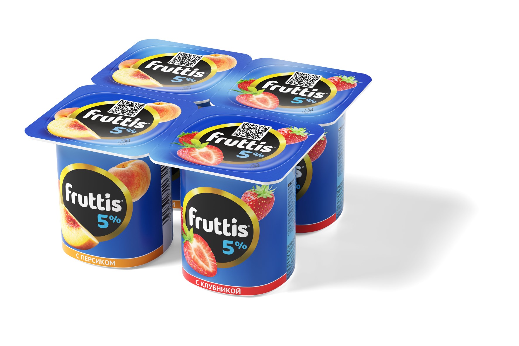 Йогурт Фруттис слив.лаком со вкусом клубники и персика 5% 115г стакан