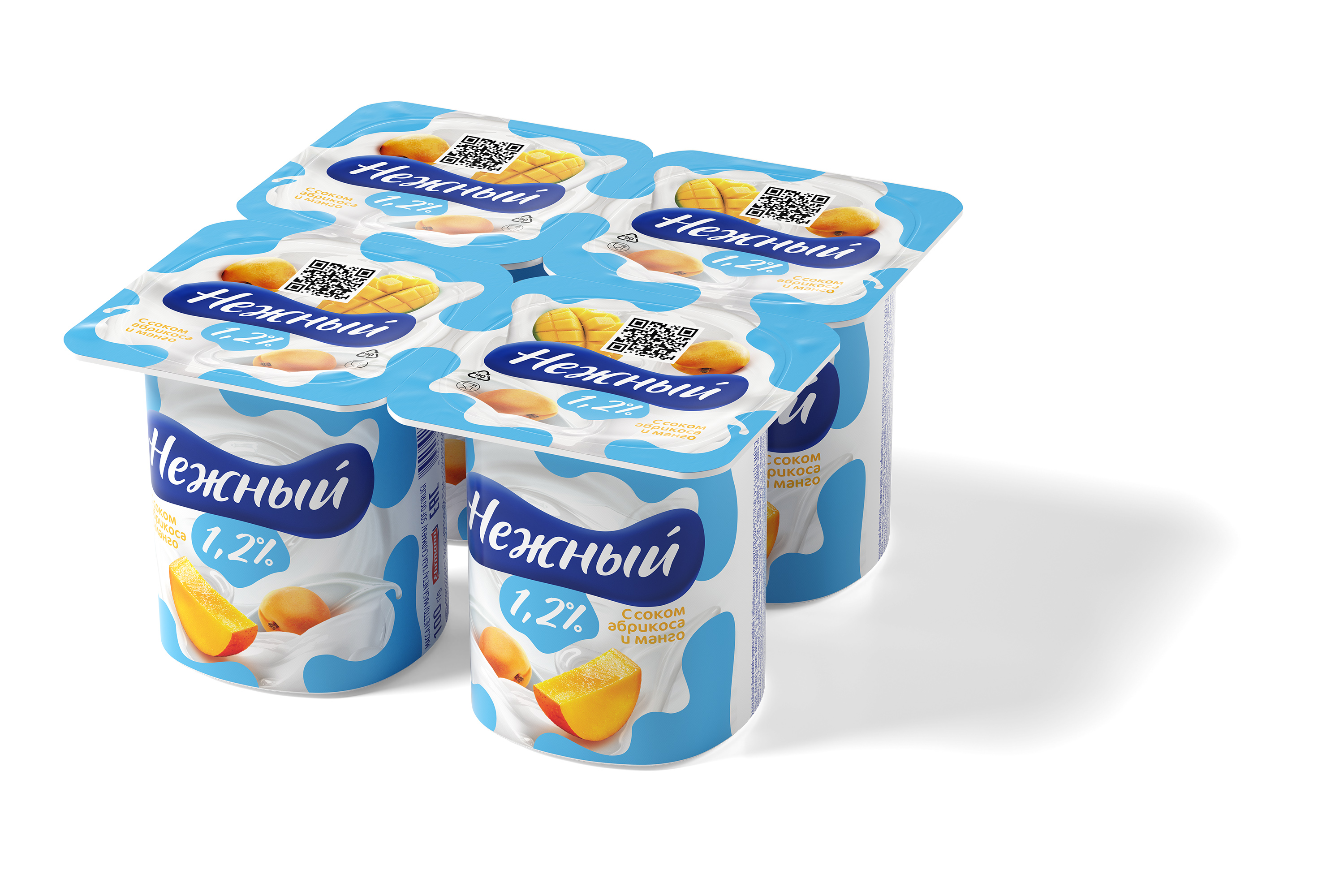 Йогурт Кампина нежный с соком абр-манго 1,2% 100г стакан