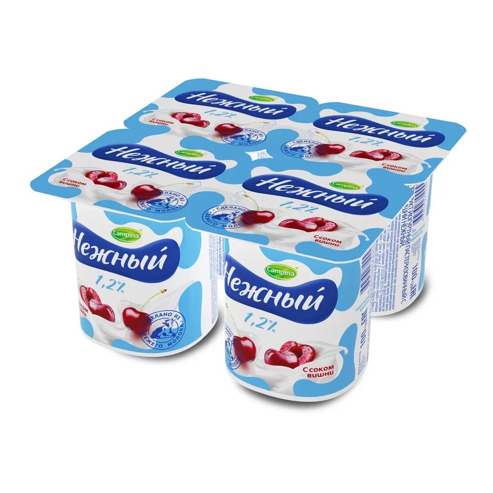 Йогурт Кампина Нежный с соком вишни 1,2% 100г стакан