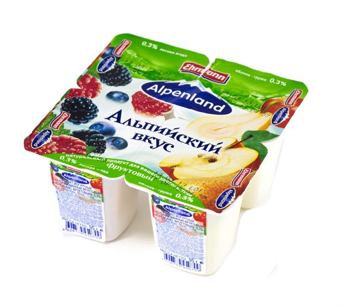 Йогуртный продукт Alpenland Легкий 0,3% Лесная ягода/Яблоко и груша, 95г