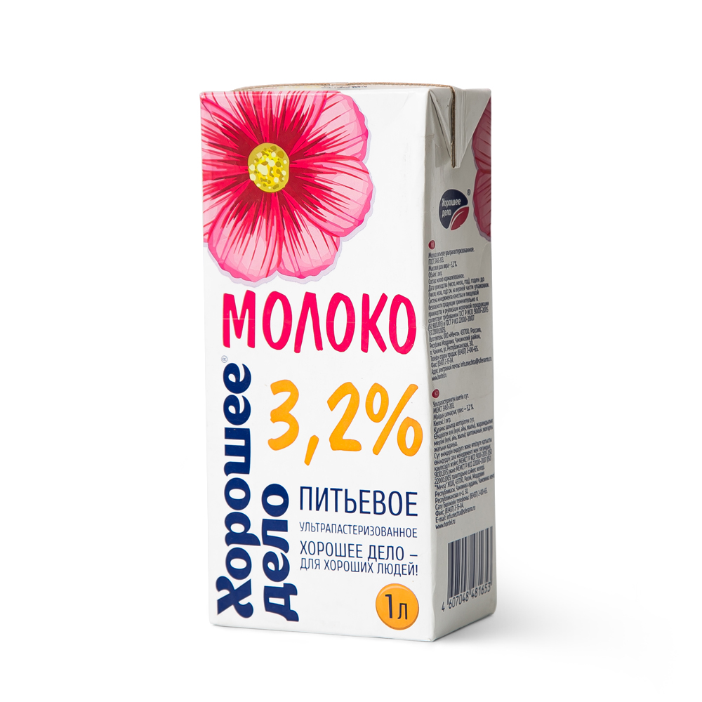 Молоко Хорошее дело 1л 3,2 % ТБА у/паст