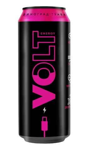 Напиток  VOLT ENERGY энергетический газированный безалкогольный  со вкусом винограда и гуавы  ж/б 0,45*24