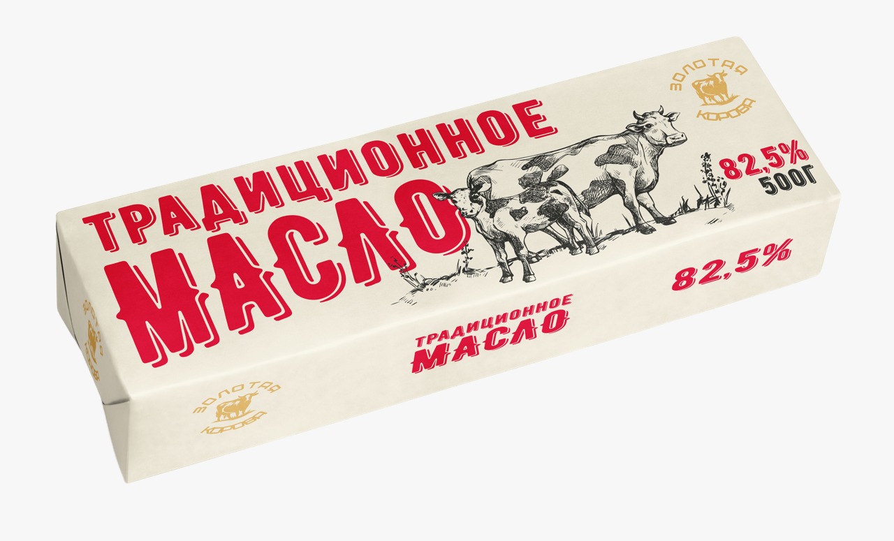 Масло Золотая корова сладко-слив. несолёное Традиционное 82,5%, 500г