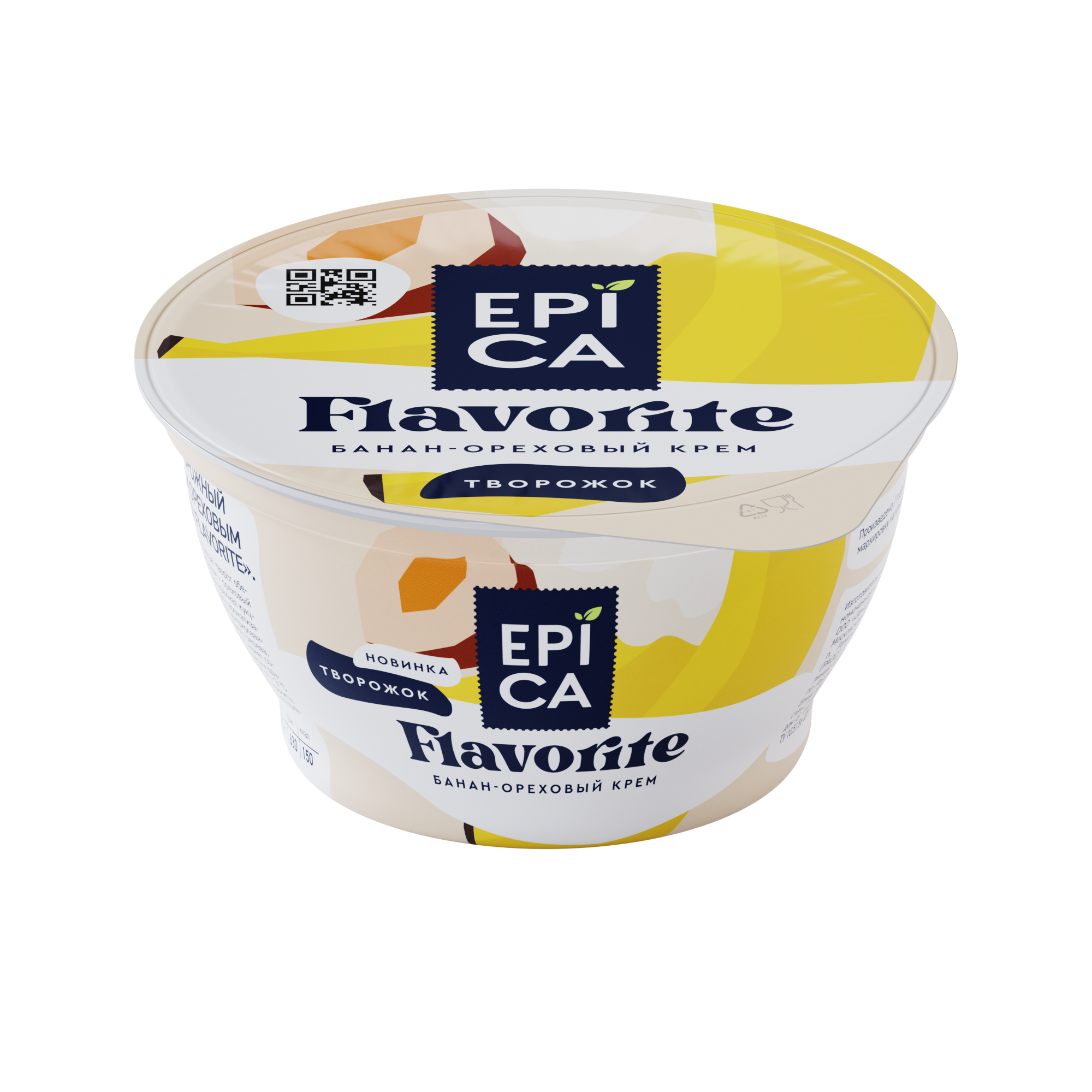 Десерт творож EPICA FLAVORITEс бан/орех крем 130 г 7,6% 40 сут