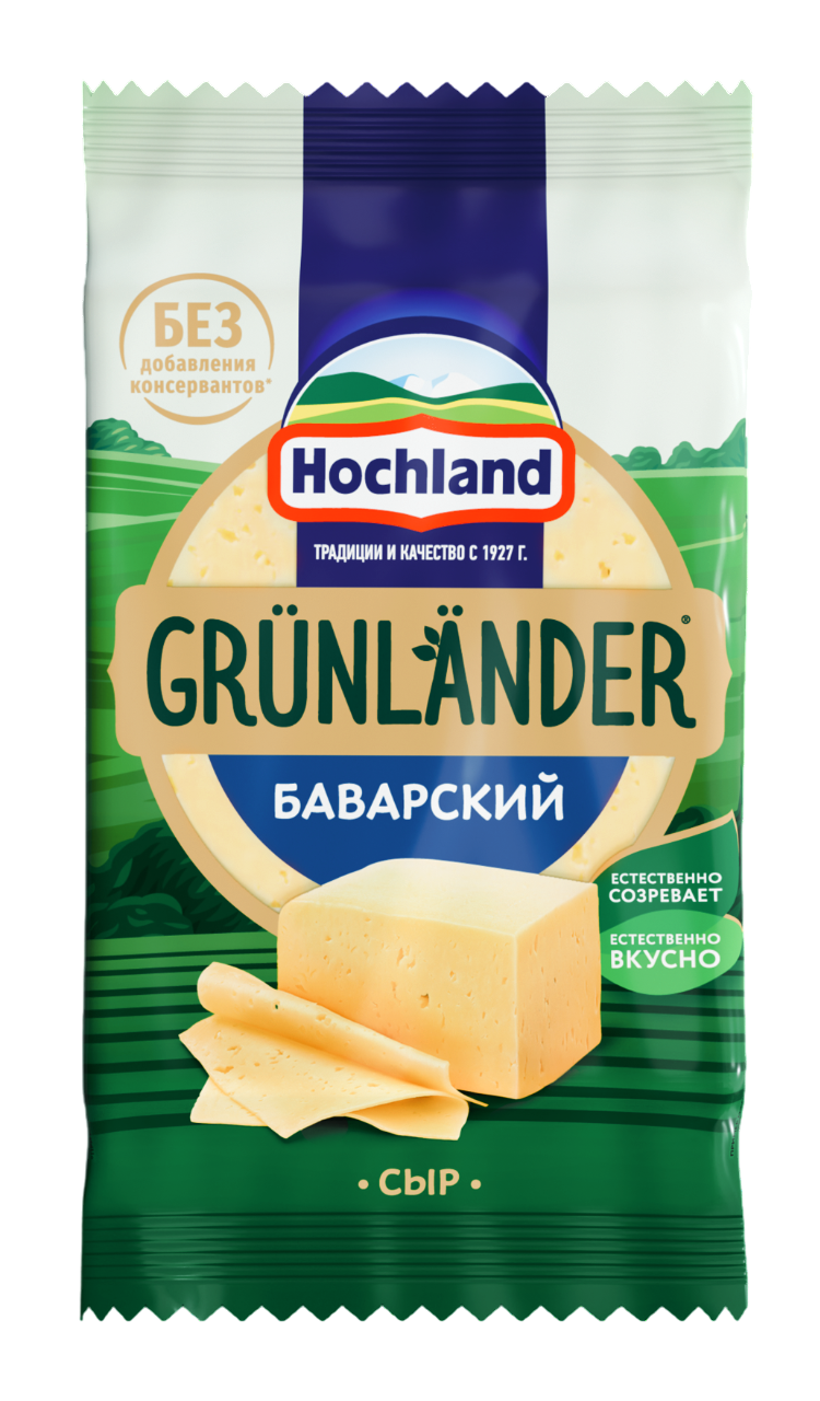 Сыр Грюнландер Баварский 45% фасованный флоупак 6*180 г