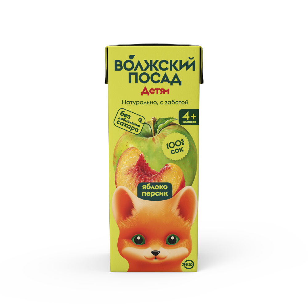 Сок Волжский посад яблочно-персиковый для детей 0,2л