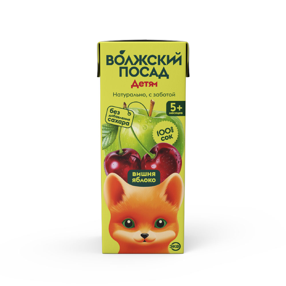Сок Волжский посад яблочно-вишневый для детей 0,2л