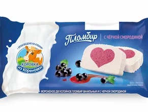 Мороженое Пломбир КизК двухсл. ванильн. с черн. смород. м.д.ж. 15,0%, флоупак 200г