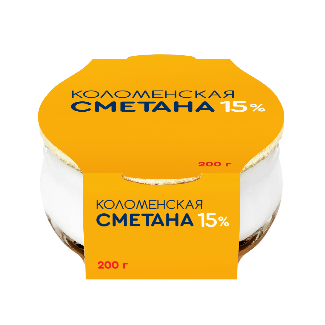 Сметана Коломенская с мдж 15,0%, стекло 200г