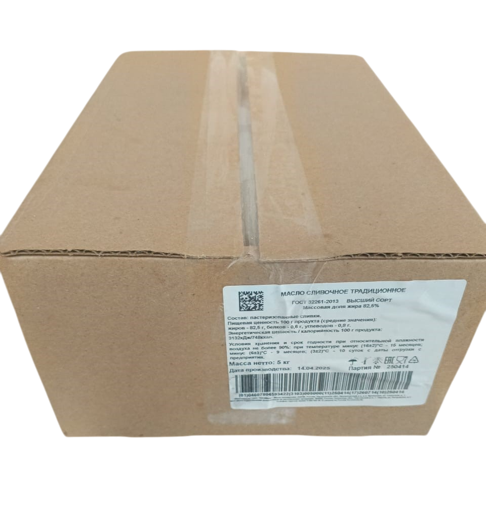 Масло сливочное Традиционное 82,5%, монолит 5кг ГОСТ