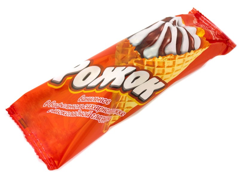 Рожок НЧ ванильный с шок. глазурью 90 г/30 шт.