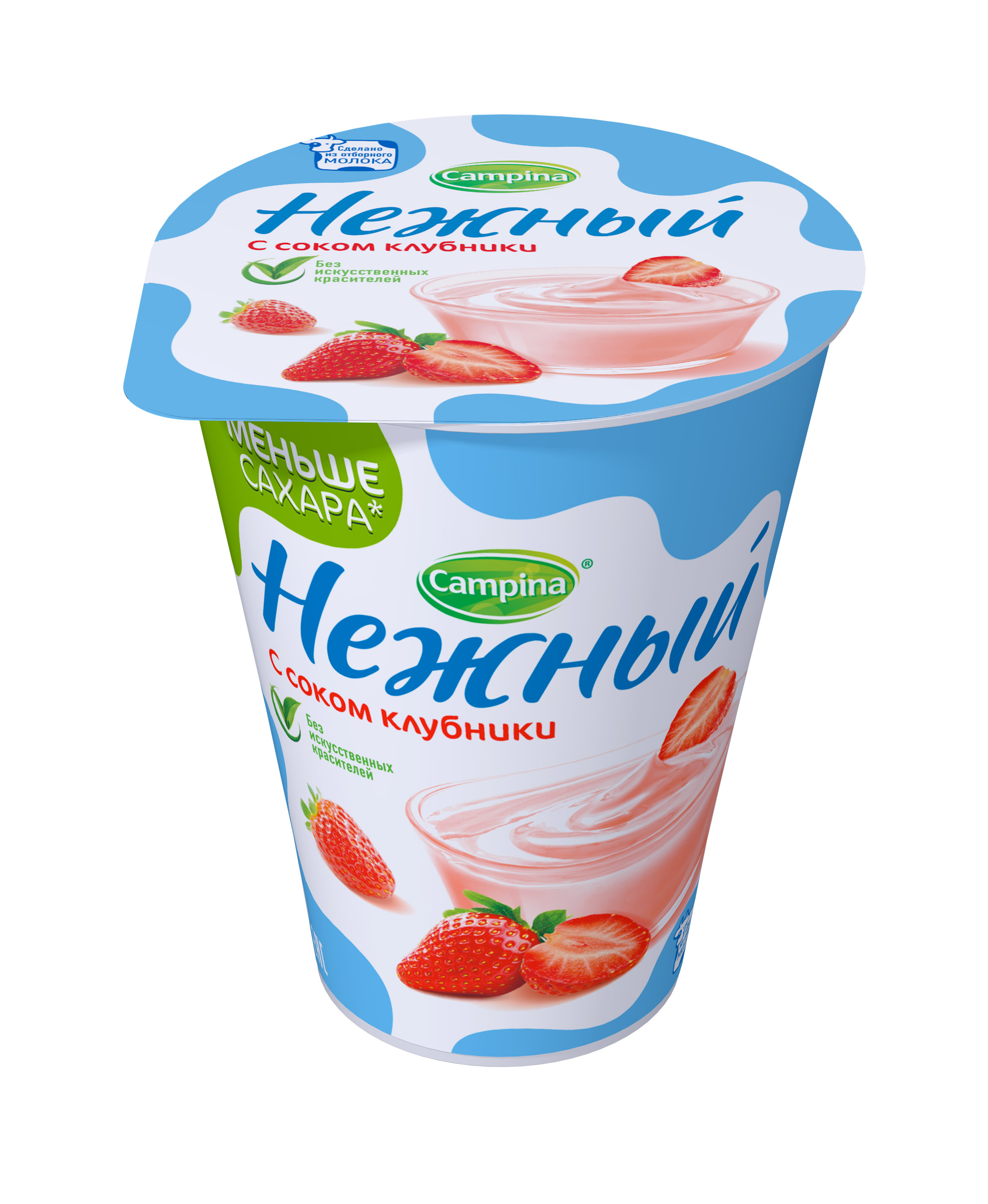Йогурт Кампина Нежный с соком клубники 1,2% 320г стакан