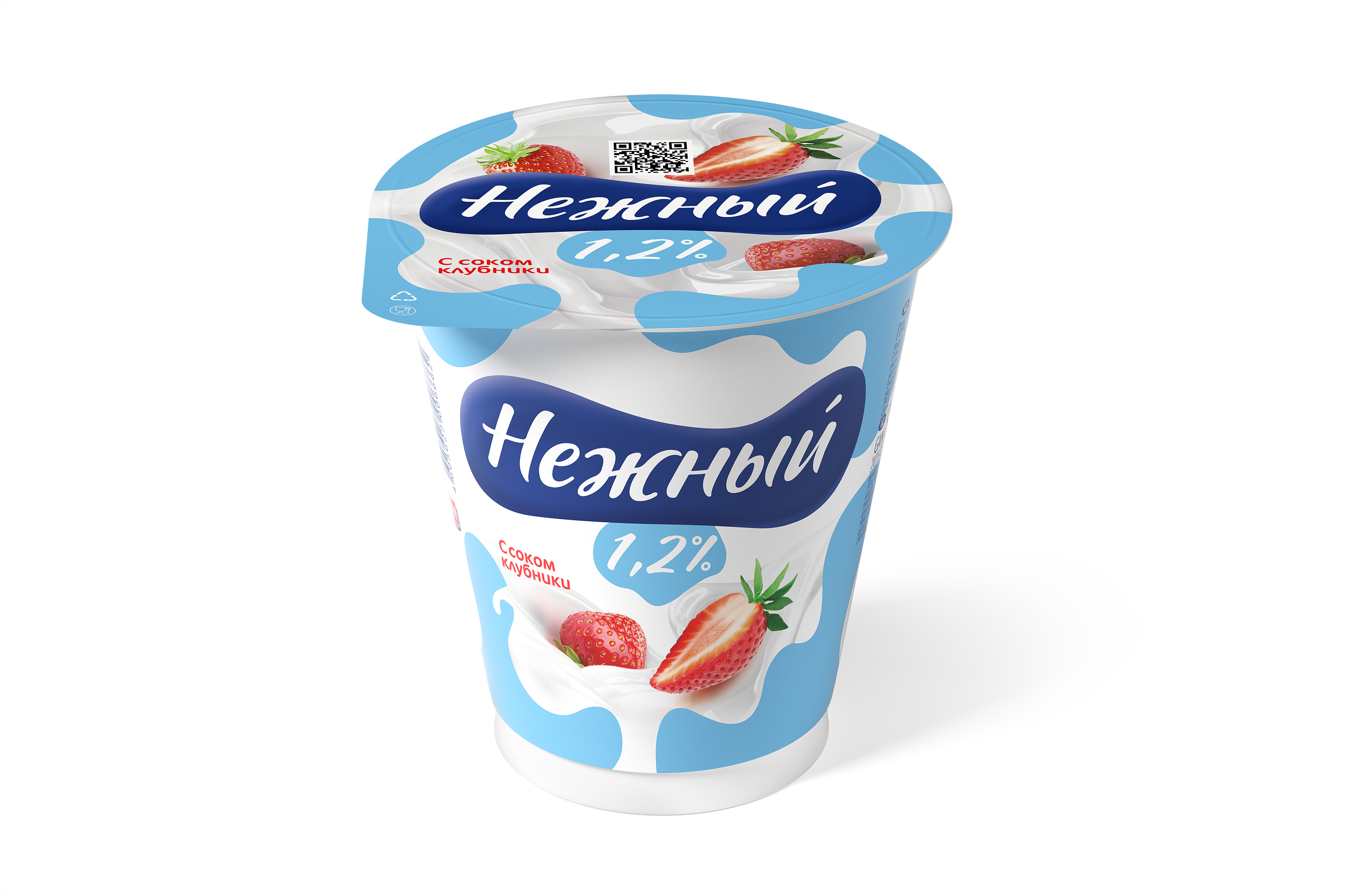 Йогурт Кампина Нежный с соком клубники 1,2% 320г стакан