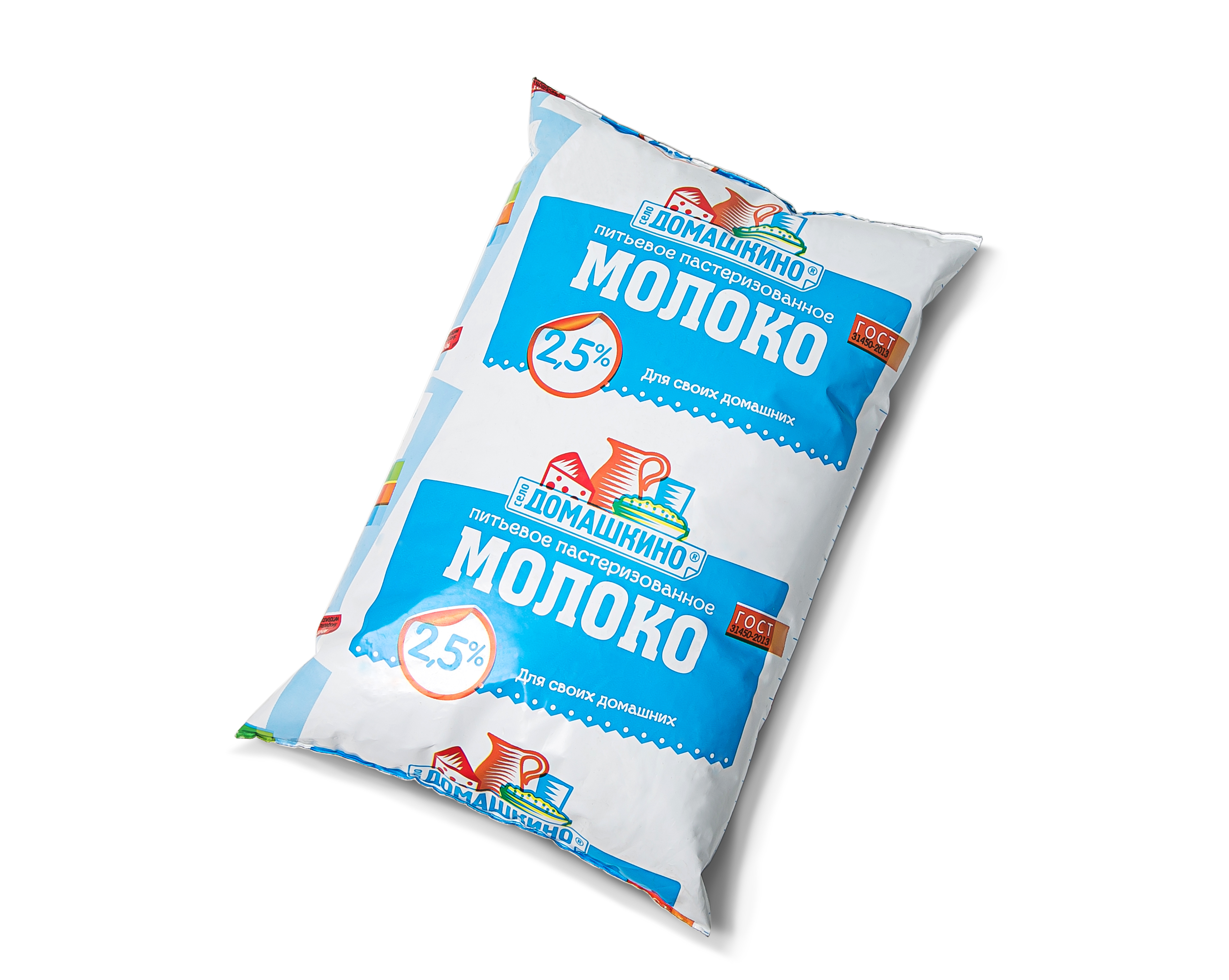 Молоко Село Домашкино пастеризованное 2,5% 0,9 л пакет