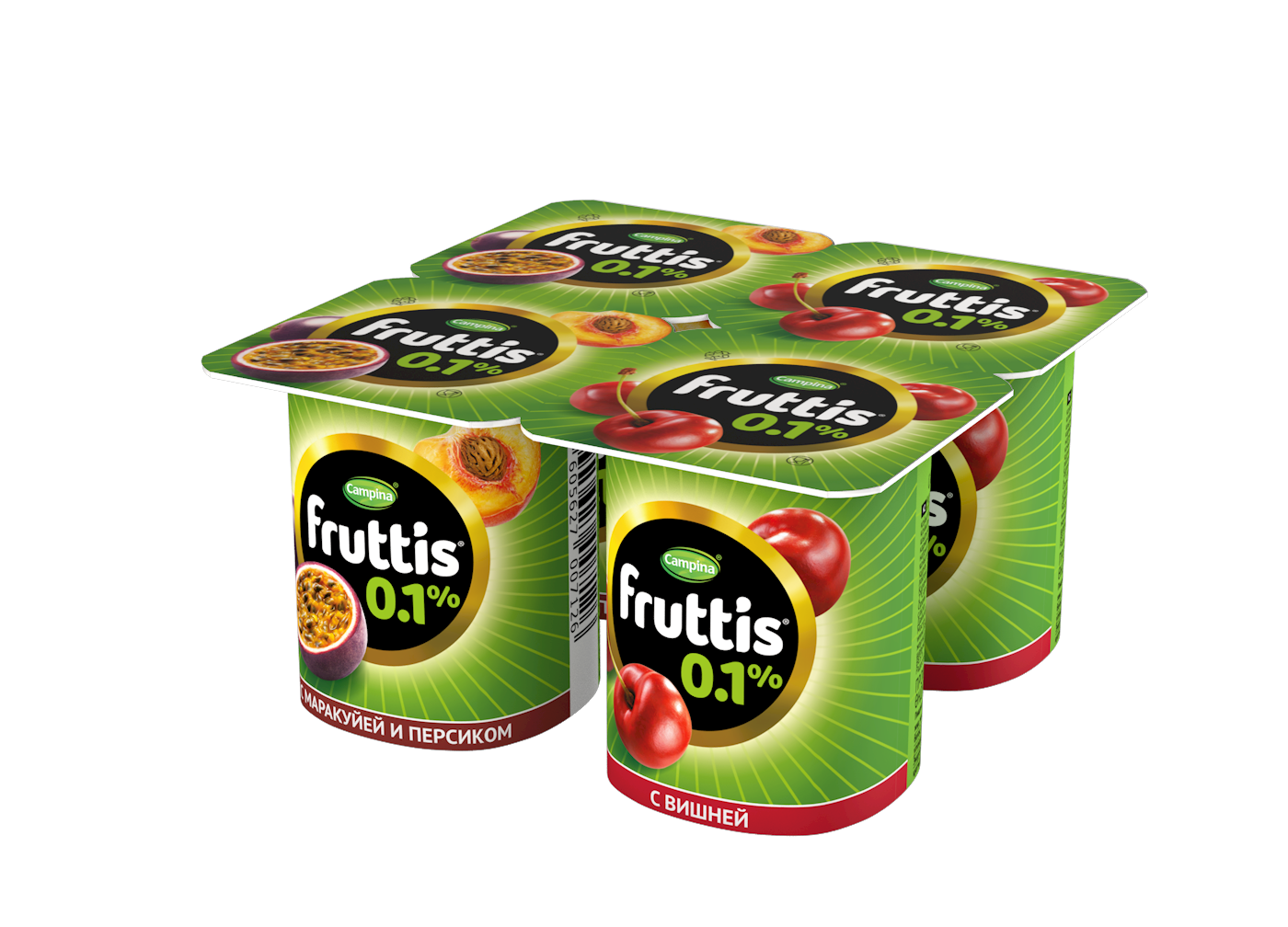 Йогуртный продукт Fruttis 0,1% Персик-маракуйя/Вишня, 110г