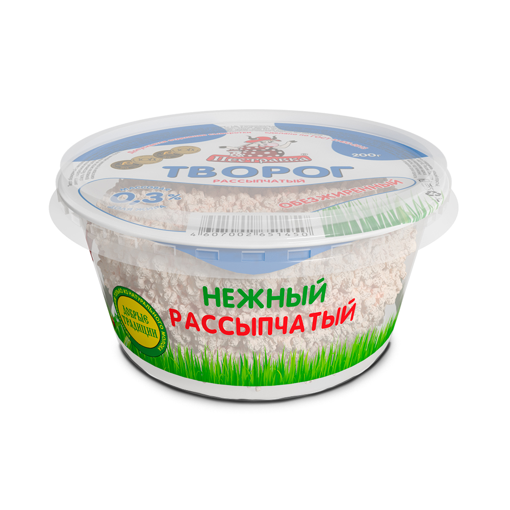 Творог Пестравка 0,3% 200г стакан