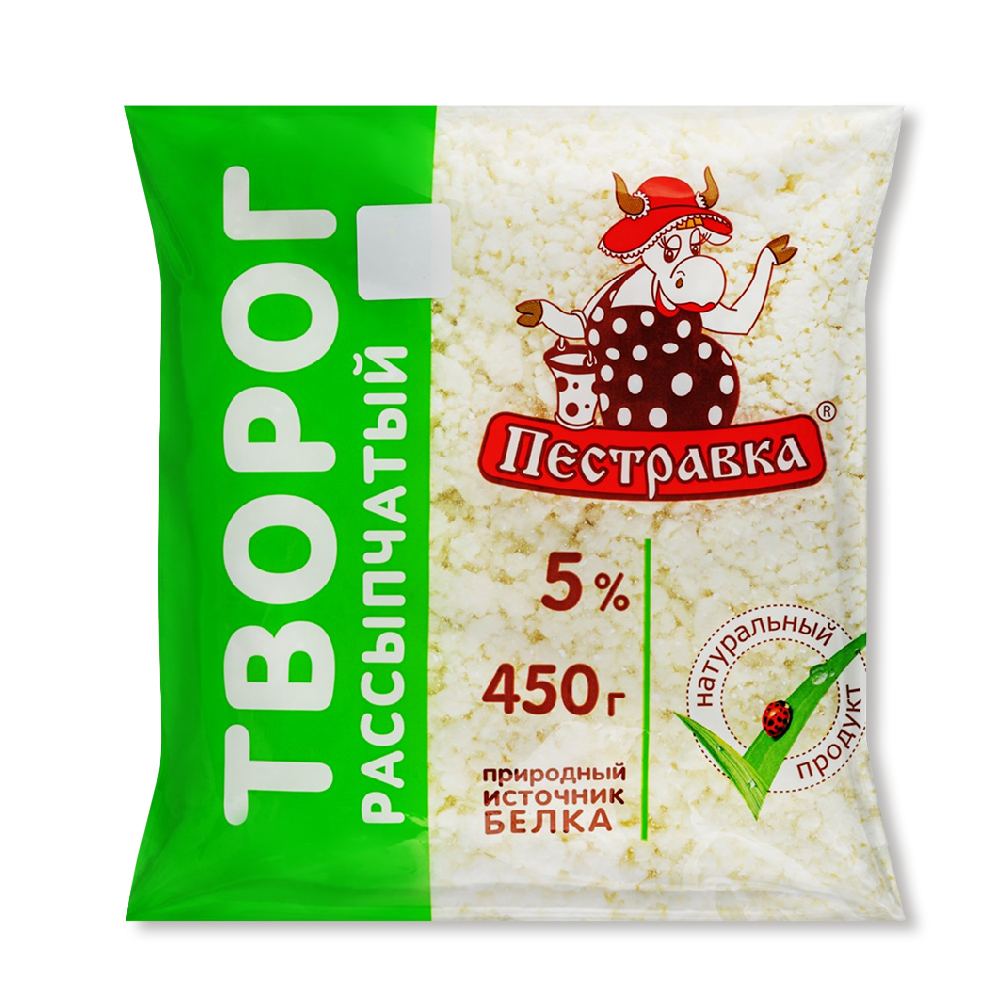 Творог Пестравка 5% пакет 450г