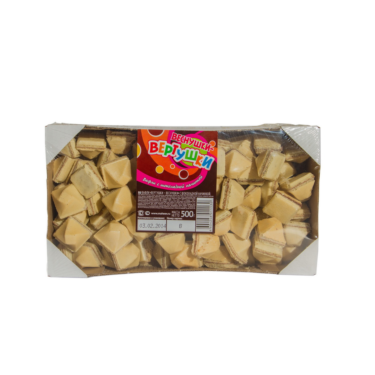Вафли Махеев Вертушки-веснушки с шоколадной начинкой  400г