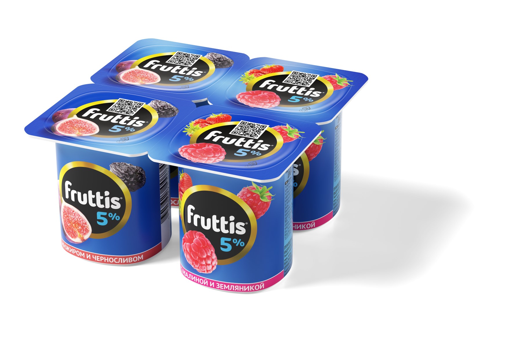 Йогурт Фруттис слив. лаком со вкусом малины-земляники/инжира-черники 5% 115г стакан