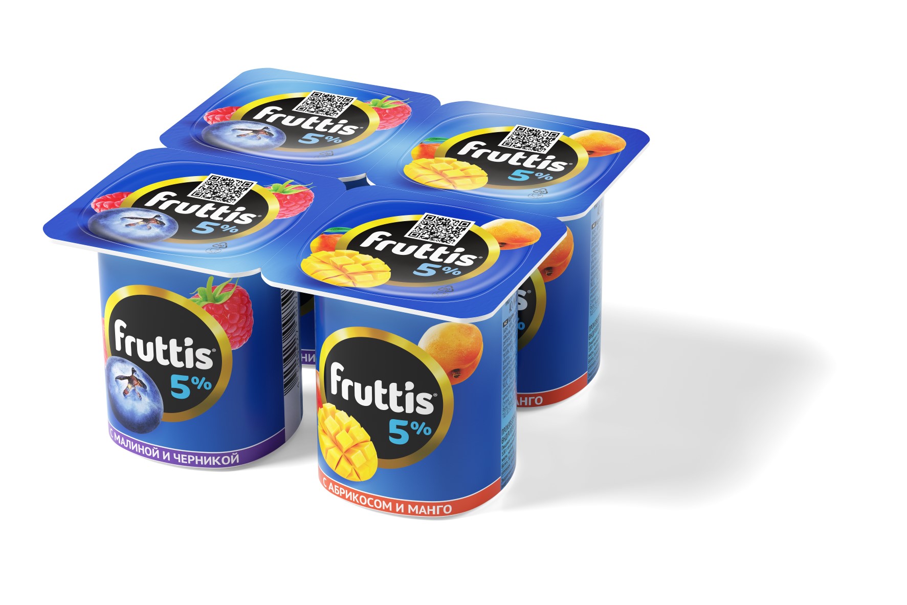 Йогуртный продукт Fruttis 5% Малина-черника/Абрикос-манго, 115г