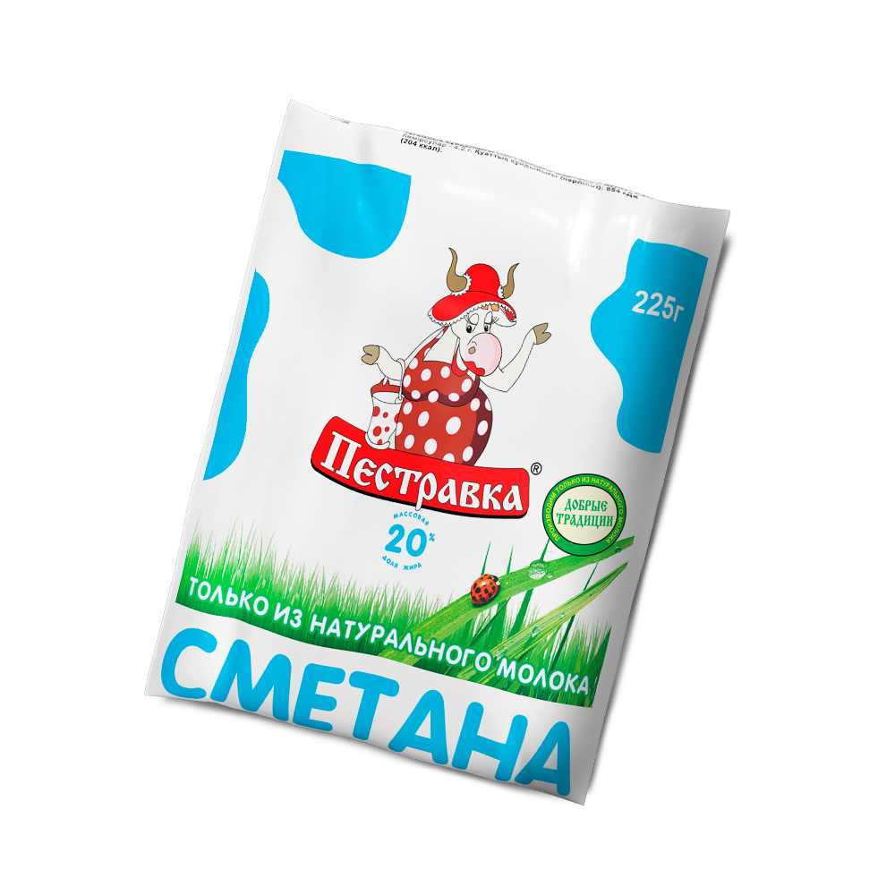Сметана Пестравка 20%  225г Фин-пак