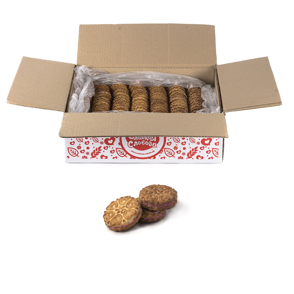 Печенье Сладкая Слобода Внучка с клубничным кремом 3,5кг