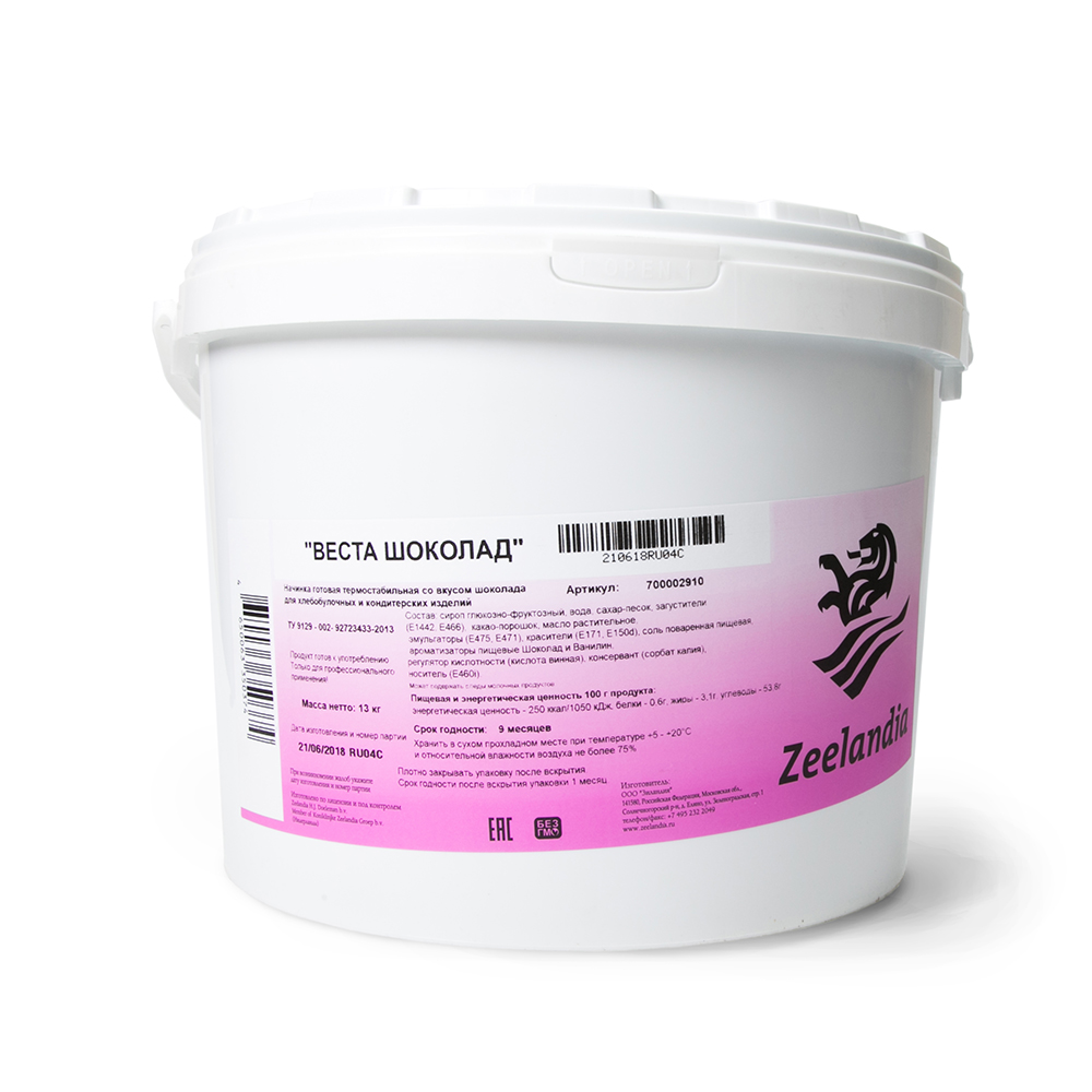 Начинка готовая Зиландия  Веста Шоколад термостабильная  13кг