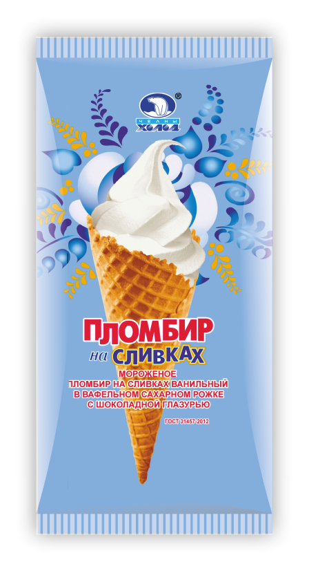 Рожок НЧ Пломбир на сливках с шок. глазурью 80 г /30 шт