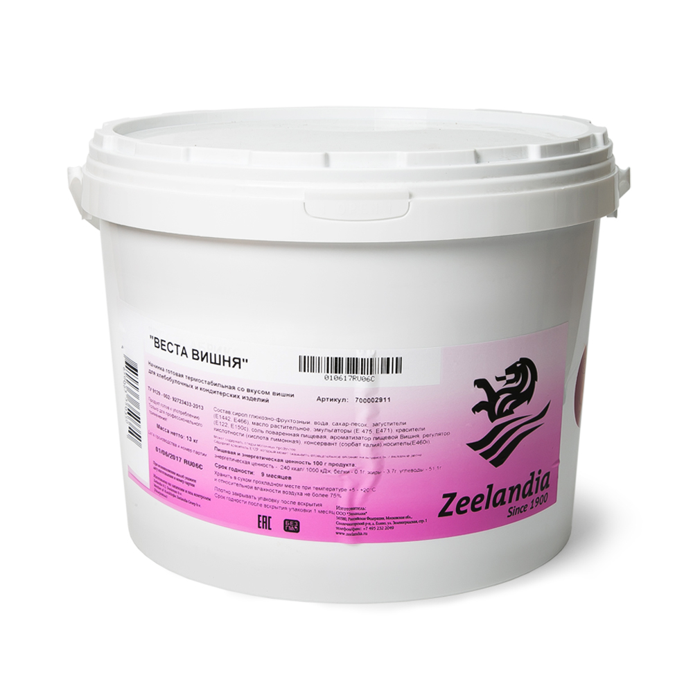 Начинка готовая Зиландия Веста Вишня термостабильная 13кг