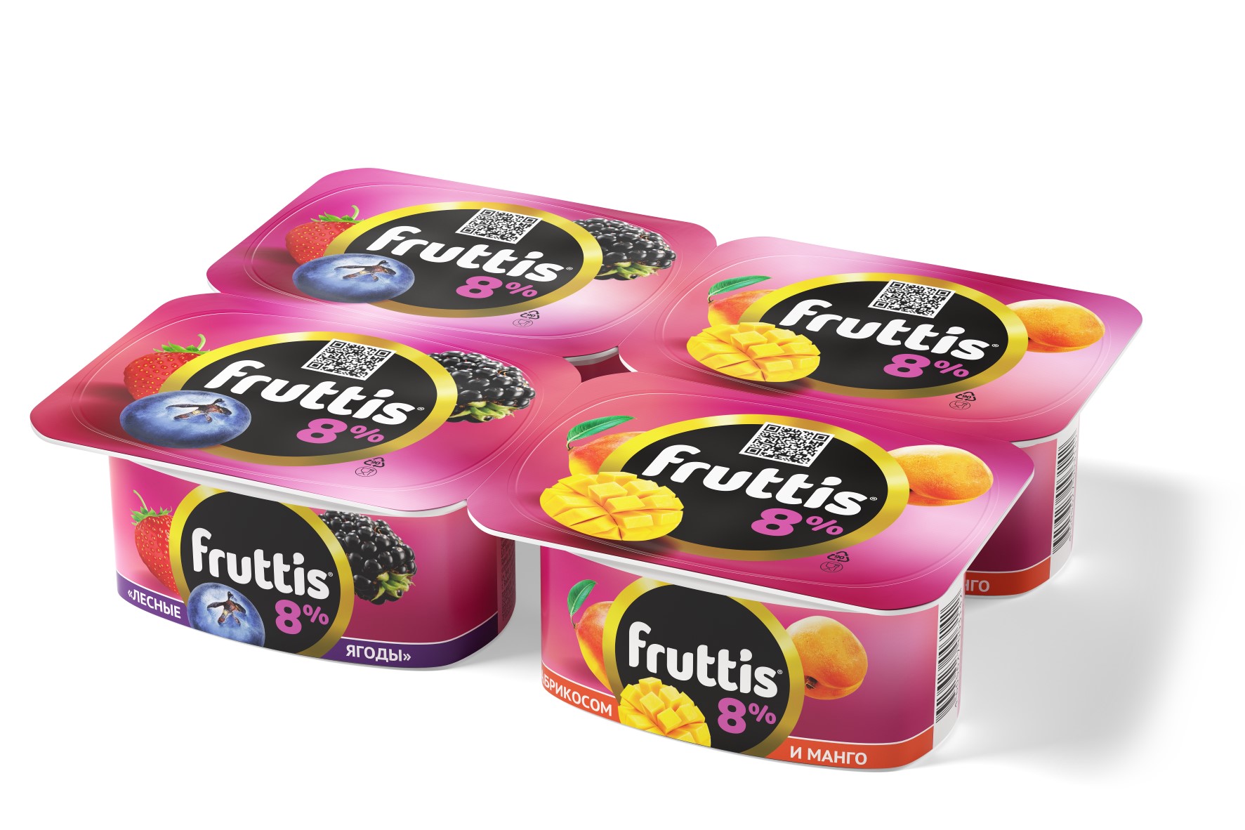 Йогуртный продукт Fruttis 8% Абрикос-манго/Лесные ягоды, 115г