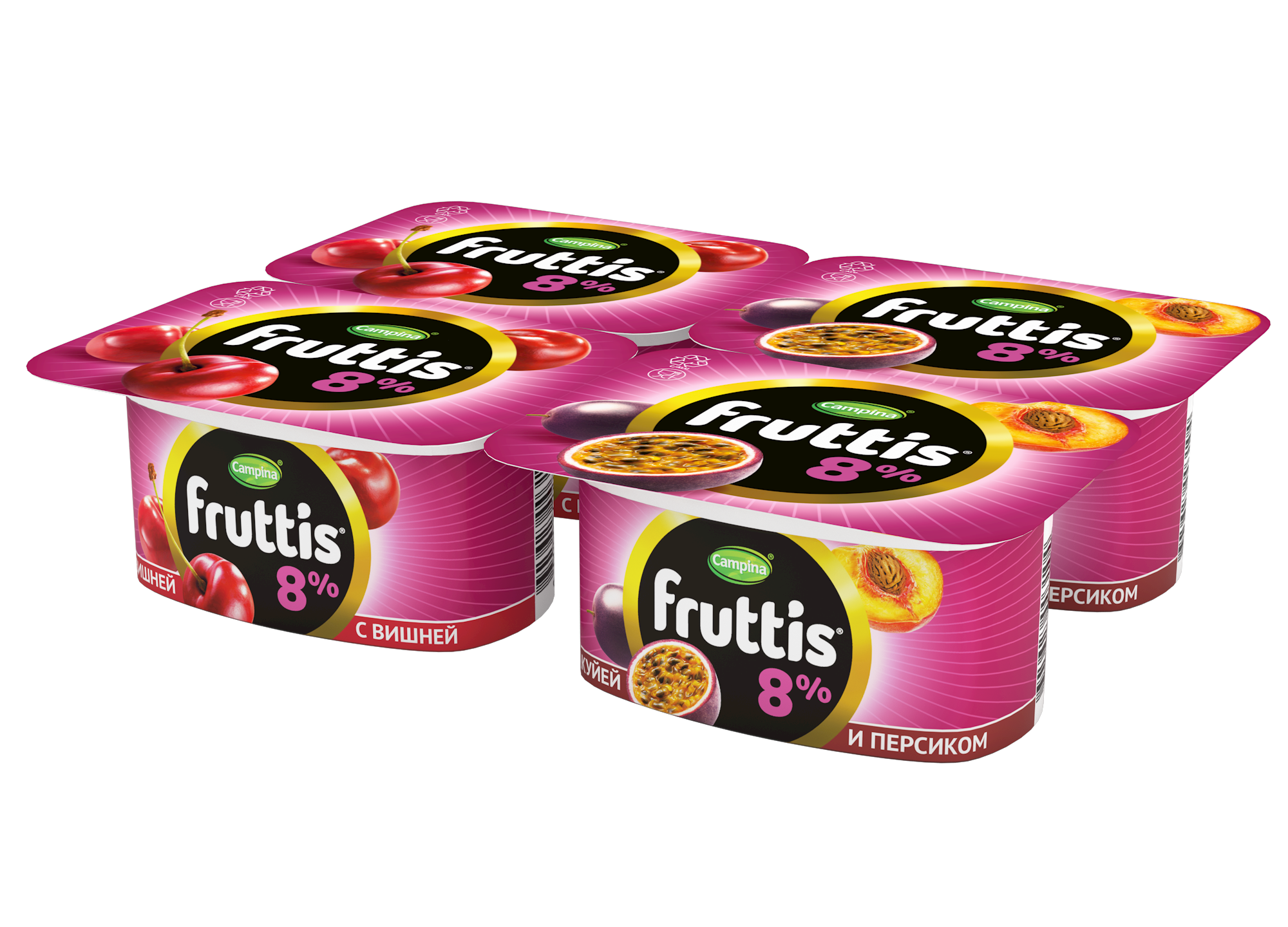 Йогурт Фруттис суперэкстра со вкусом вишни/перс/марак 8% 115г