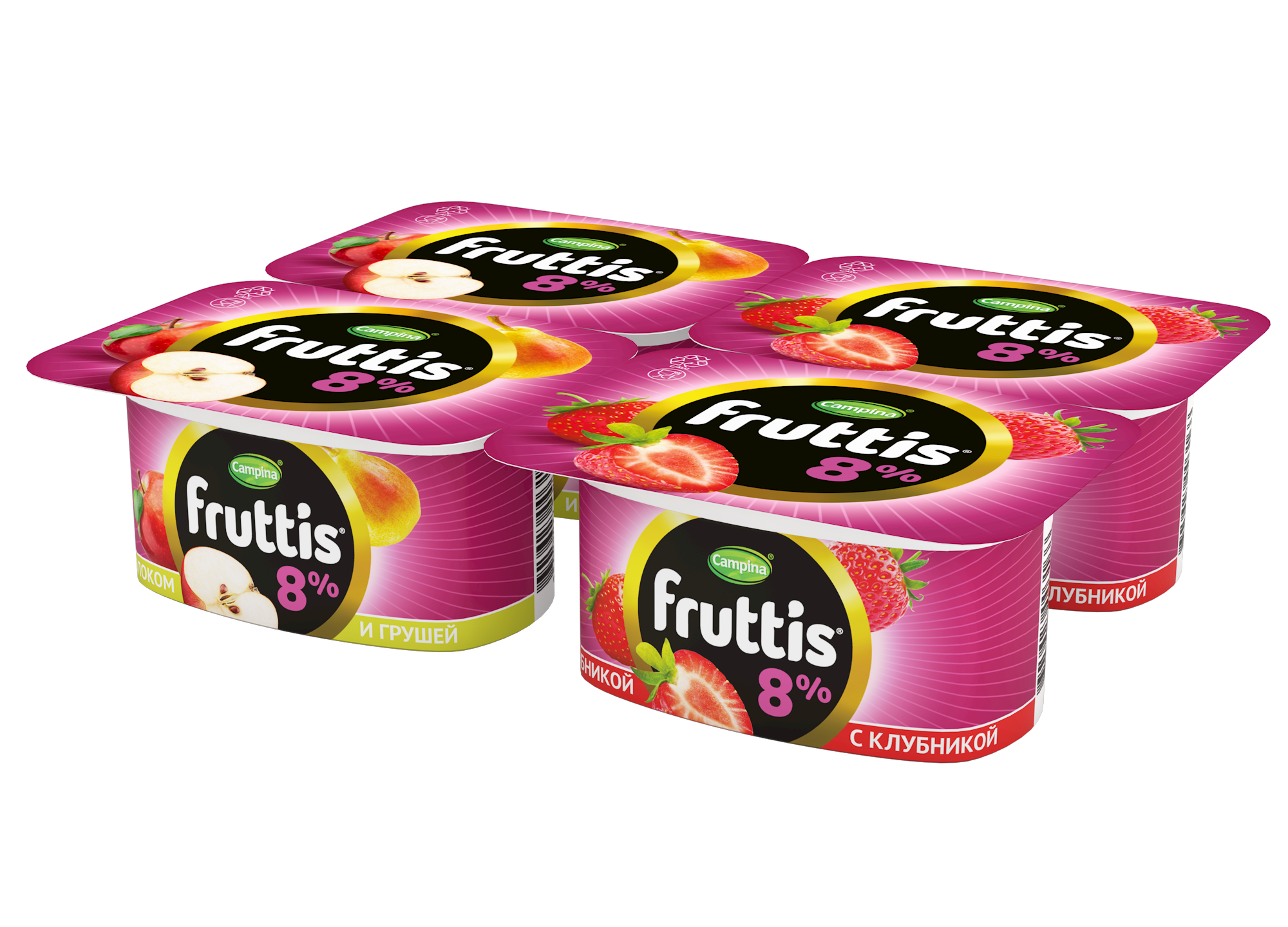 Йогуртный продукт Fruttis 8% Клубника/Яблоко-груша, 115г