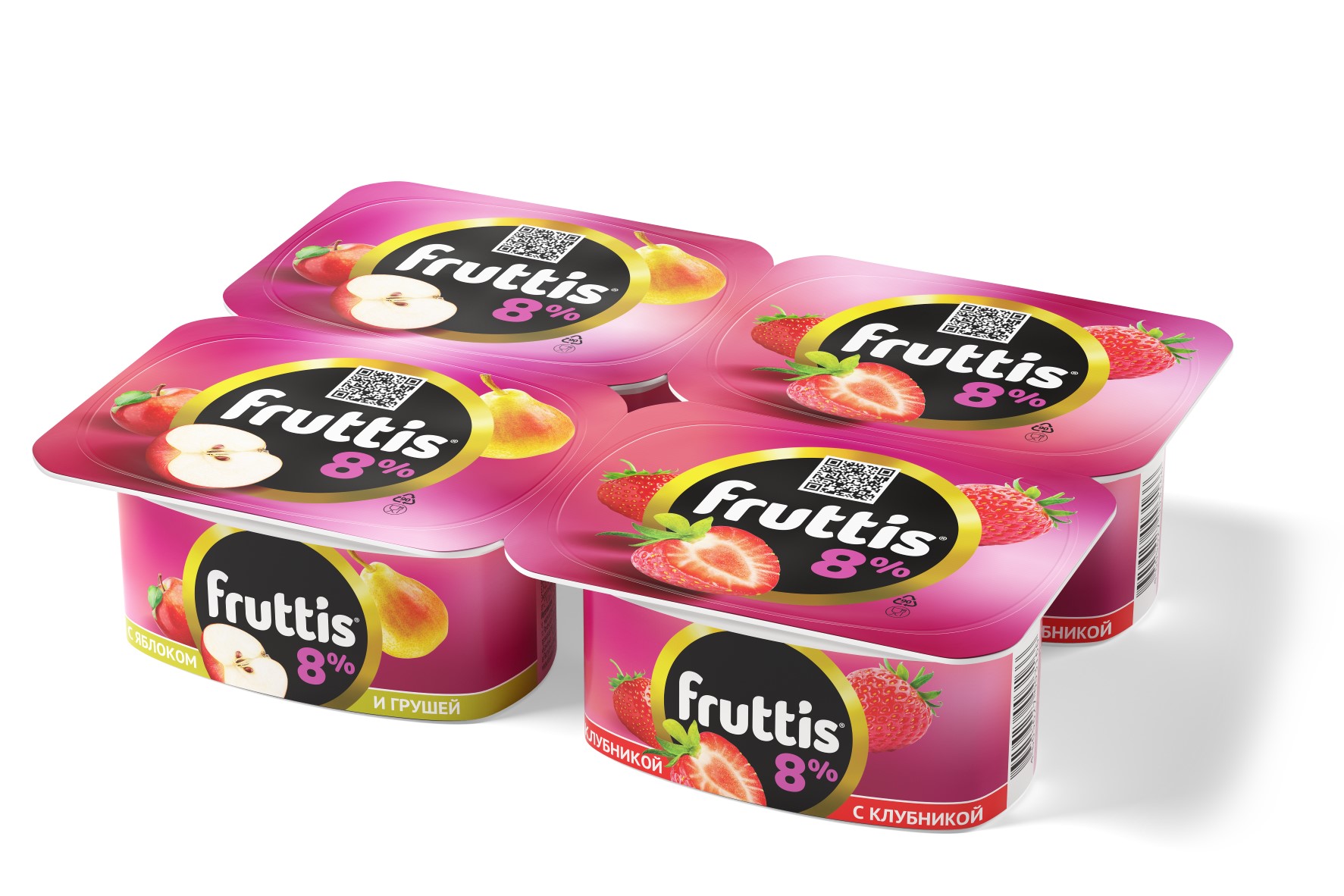 Йогуртный продукт Fruttis 8% Клубника/Яблоко-груша, 115г
