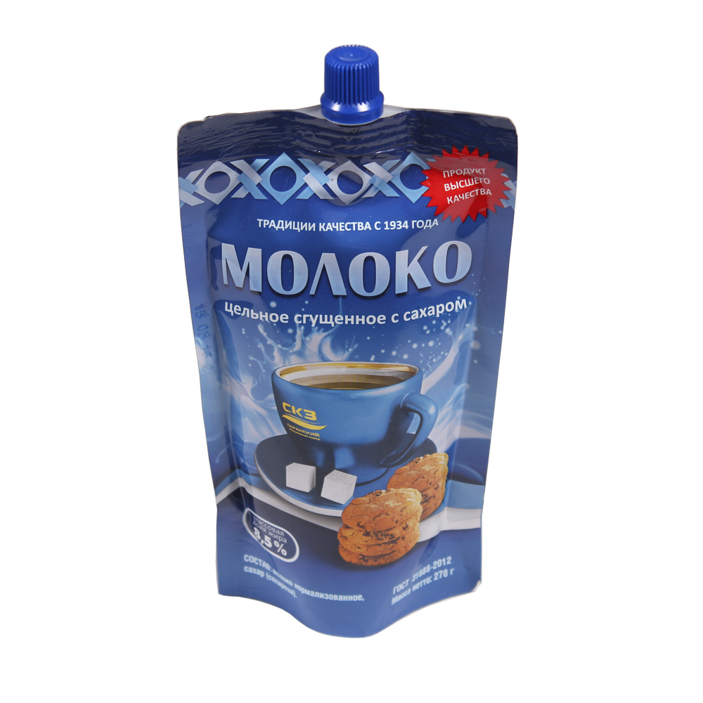 Молоко сгущенное цельное с сахаром Саранск  270 г Дой-пак