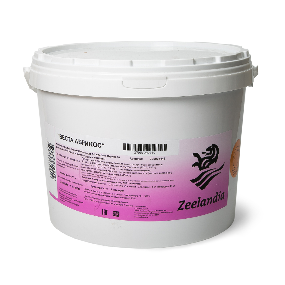 Начинка готовая Зиландия Веста Абрикос термостабильная 13кг