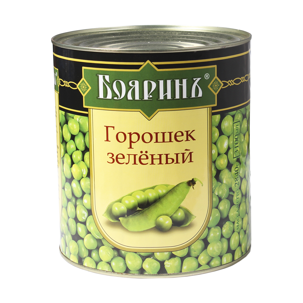 Горошек зеленый 3100мл (4) зел. Мозг. сортов ж/б Китай Бояринъ имп (вес 1800г)