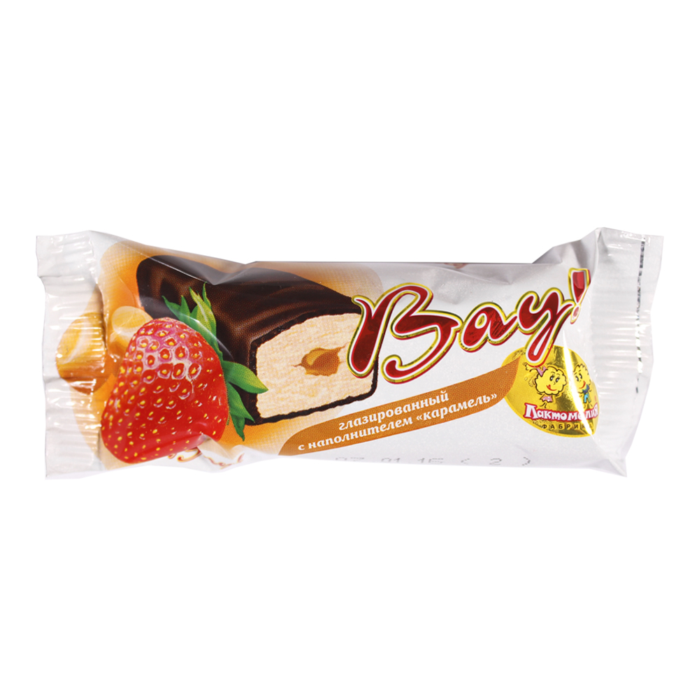 Продукт  глазирован.  ВАУ Клубника с карамелью 45г