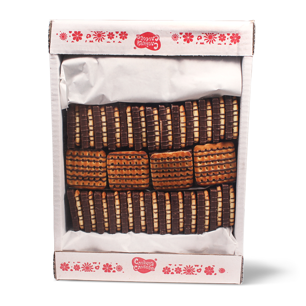 Печенье Сладкая Слобода Деревенское с суфле глазированное  3кг