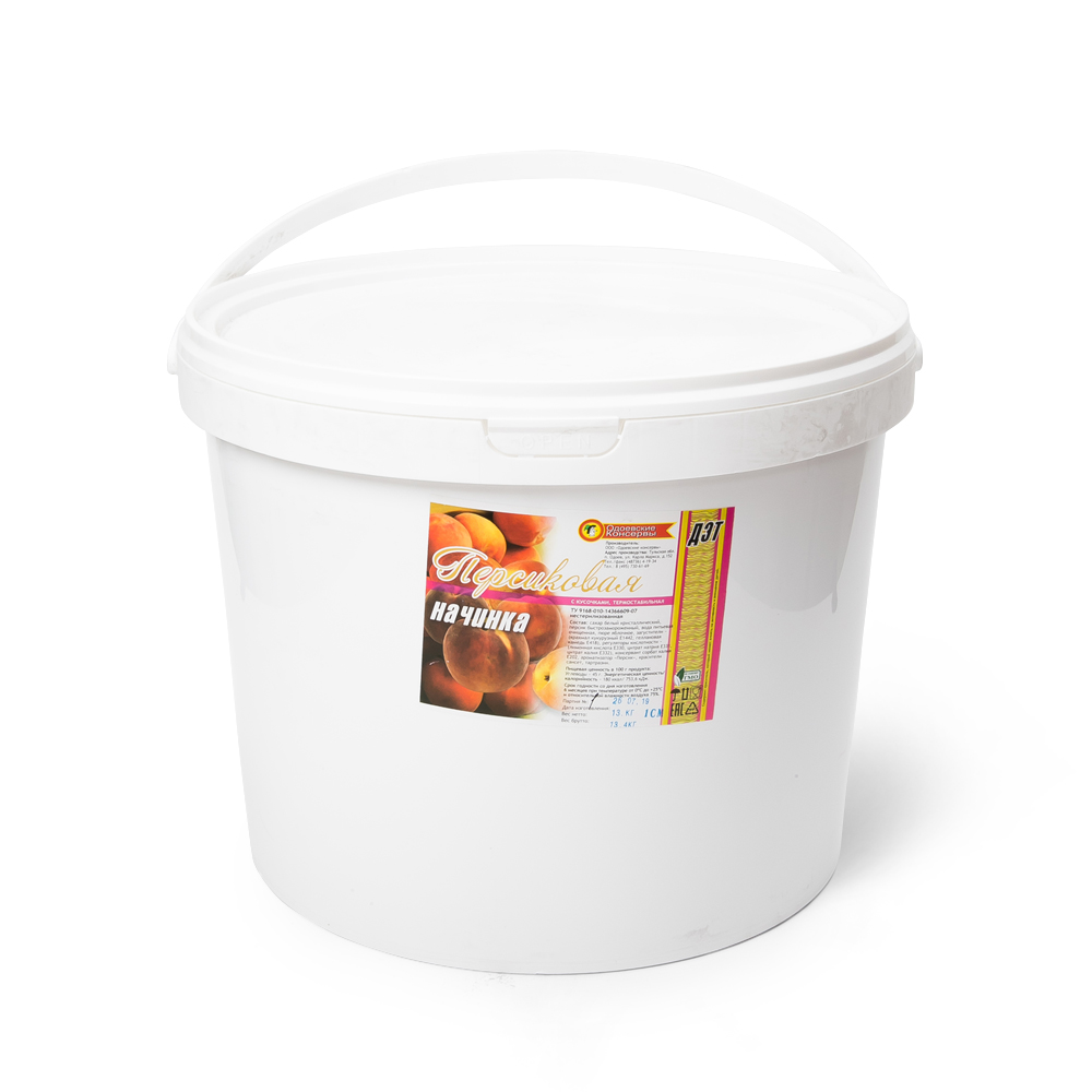 Начинка ДЭТ персик с кусочками термостабильная  13 кг