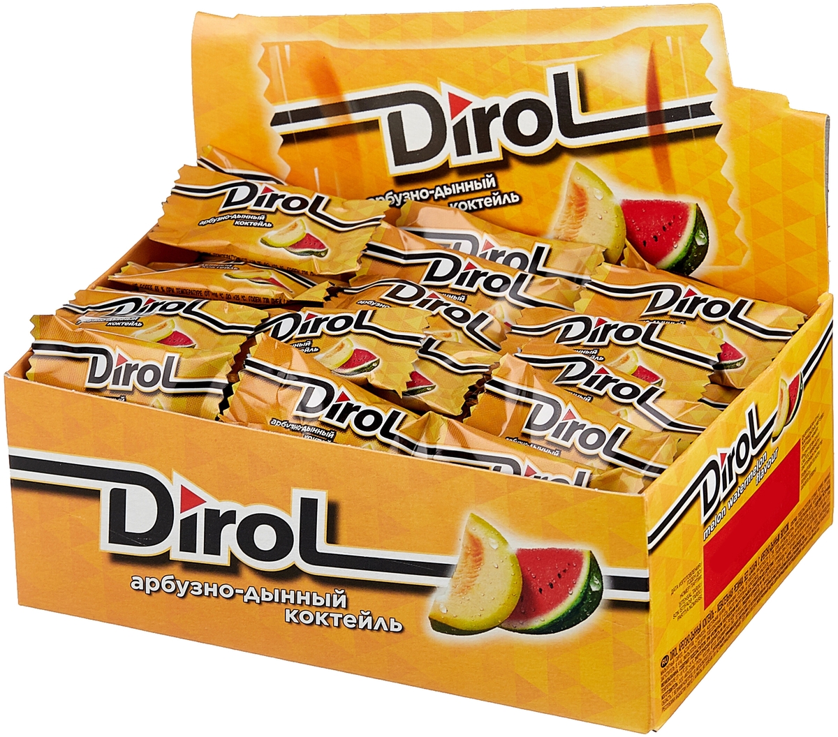 Жевательная резинка Dirol Арбузно-дынный коктейль 272г, шоубокс 100шт