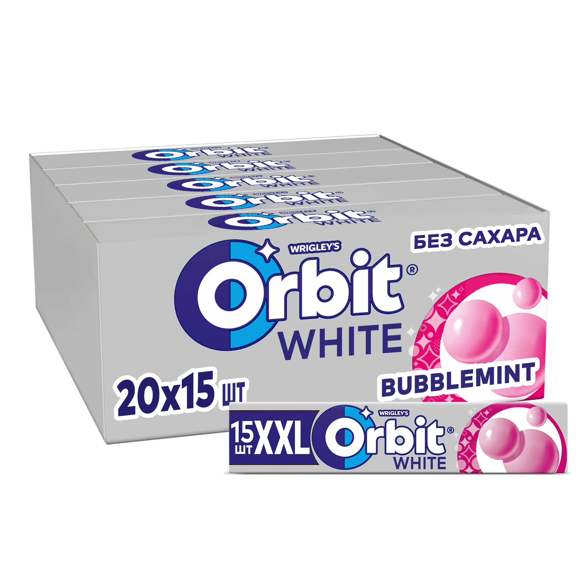 Жевательная резинка Orbit XXL White Bubblemint 20,4г