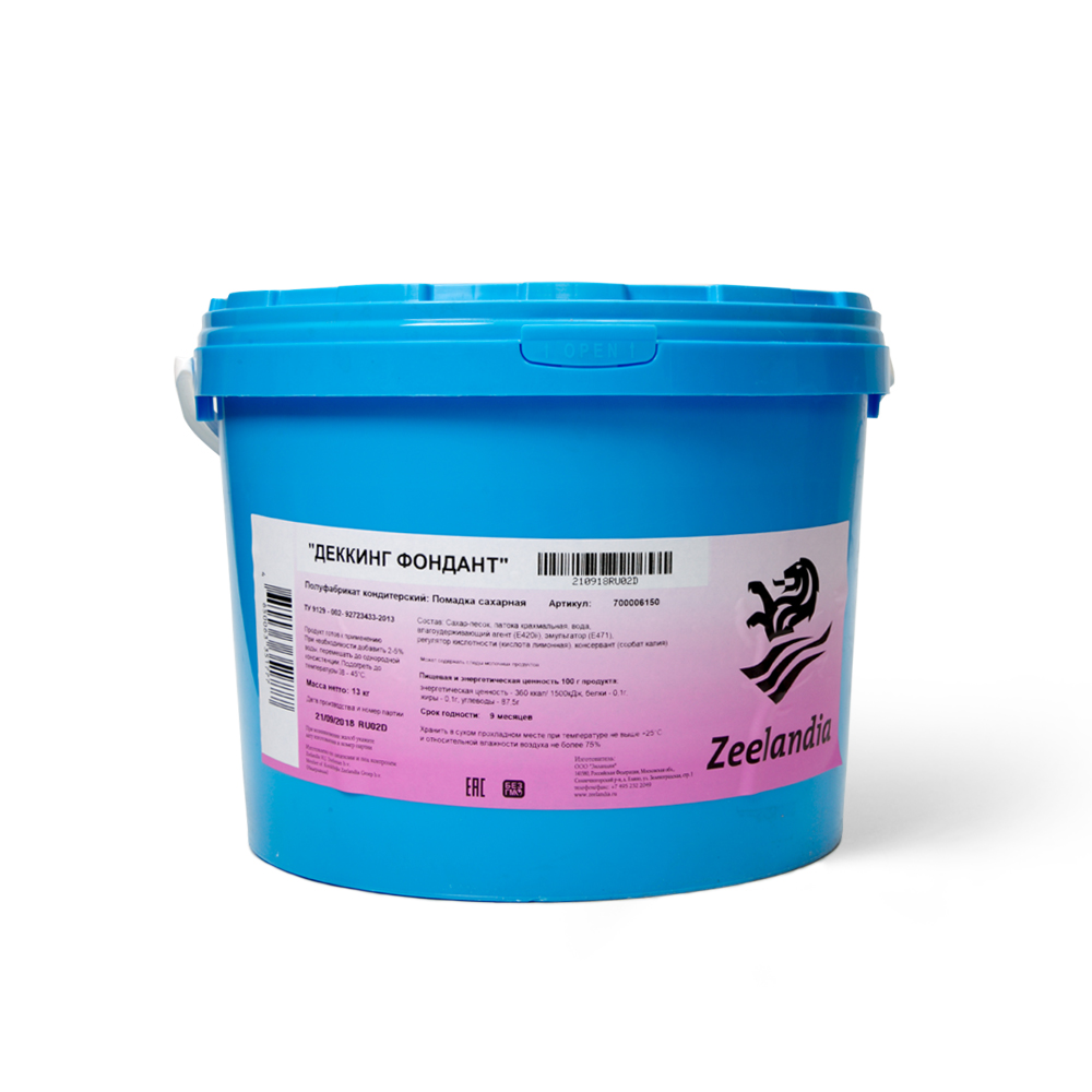 Помадка сахарная "ДЕККИНГ ФОНДАНТ", 13кг, Зиландия, Россия