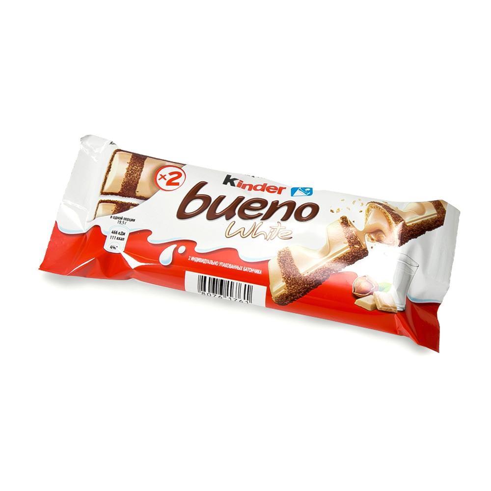 Вафли Kinder bueno в белом шоколаде 30*39г
