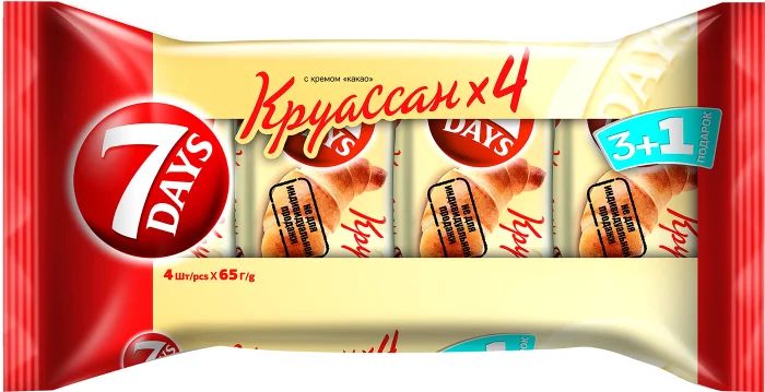 Круассан 7DAYS с кремом какао 3+1 (65 гр х 4 шт)