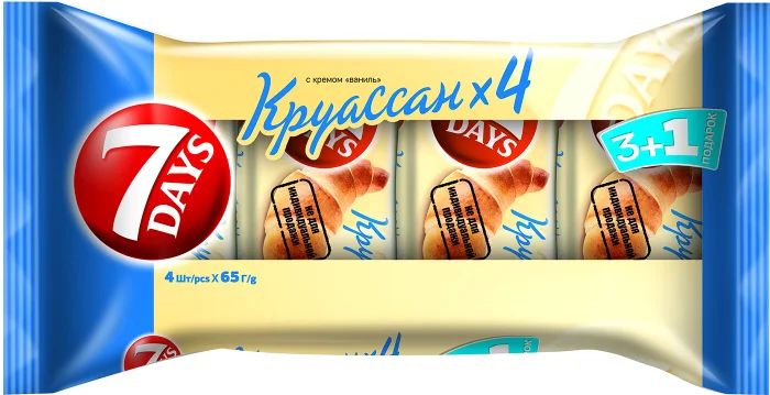 Круассан 7DAYS с кремом ваниль 3+1 (65 гр х 4 шт)