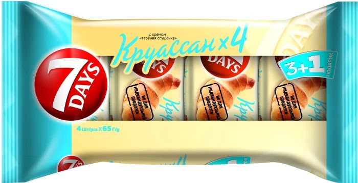 Круассан 7DAYS с кремом "вареная сгущенка" 3+1 (65 гр х 4 шт)