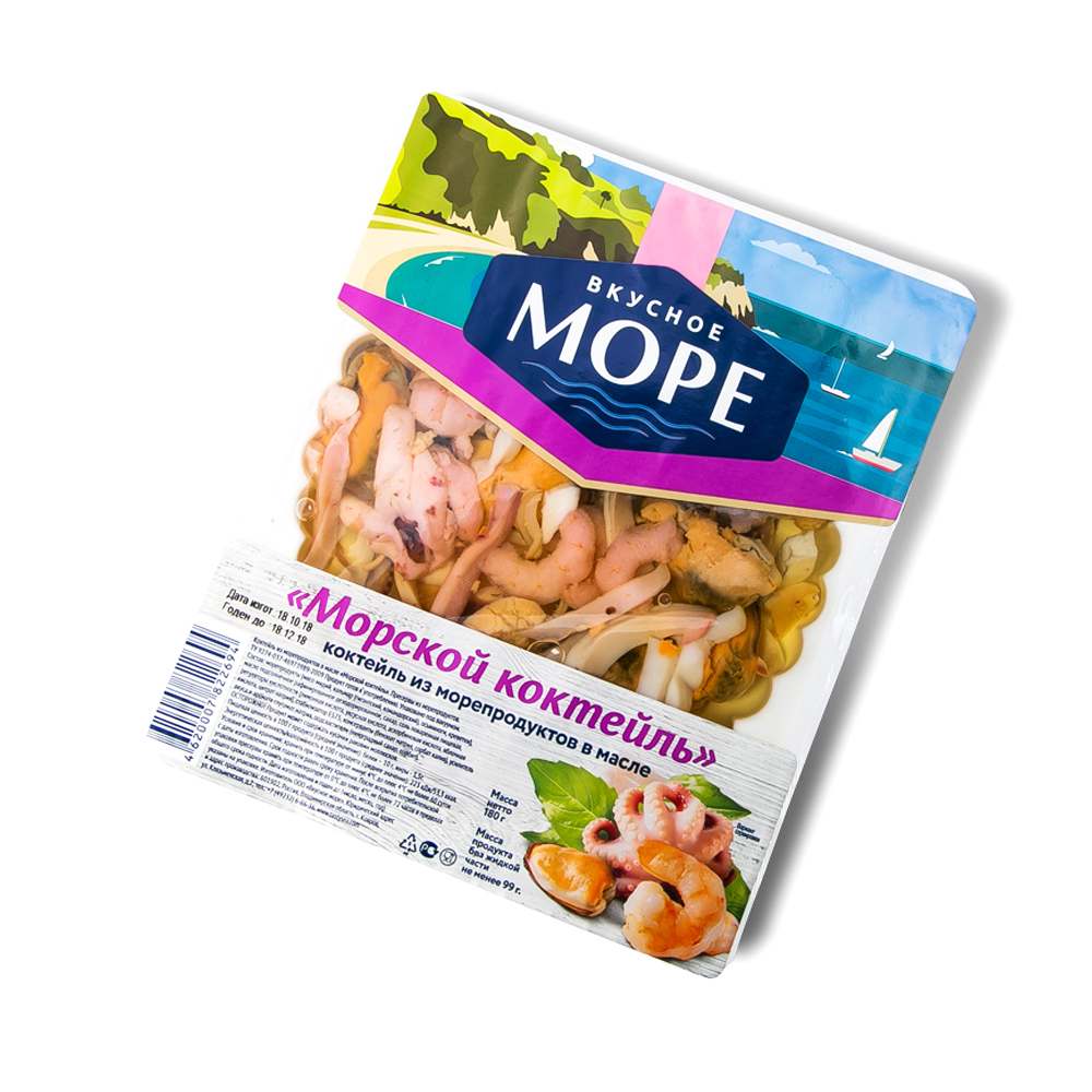 Морской коктейль Вкусное море в масле 180 г в/у