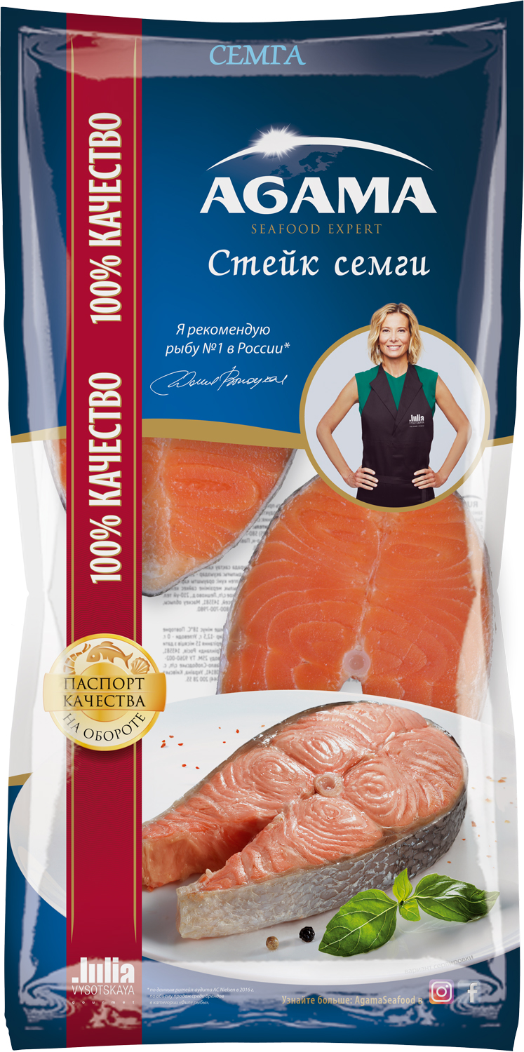 Семга, стейк замороженный 4х400г (Agama) НДС 18%
