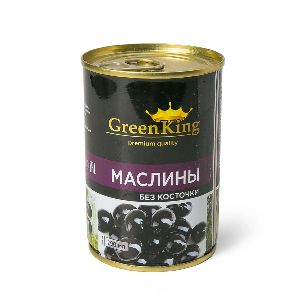 Маслины без косточки Green King Испания 290мл 12шт  сухой вес 90г